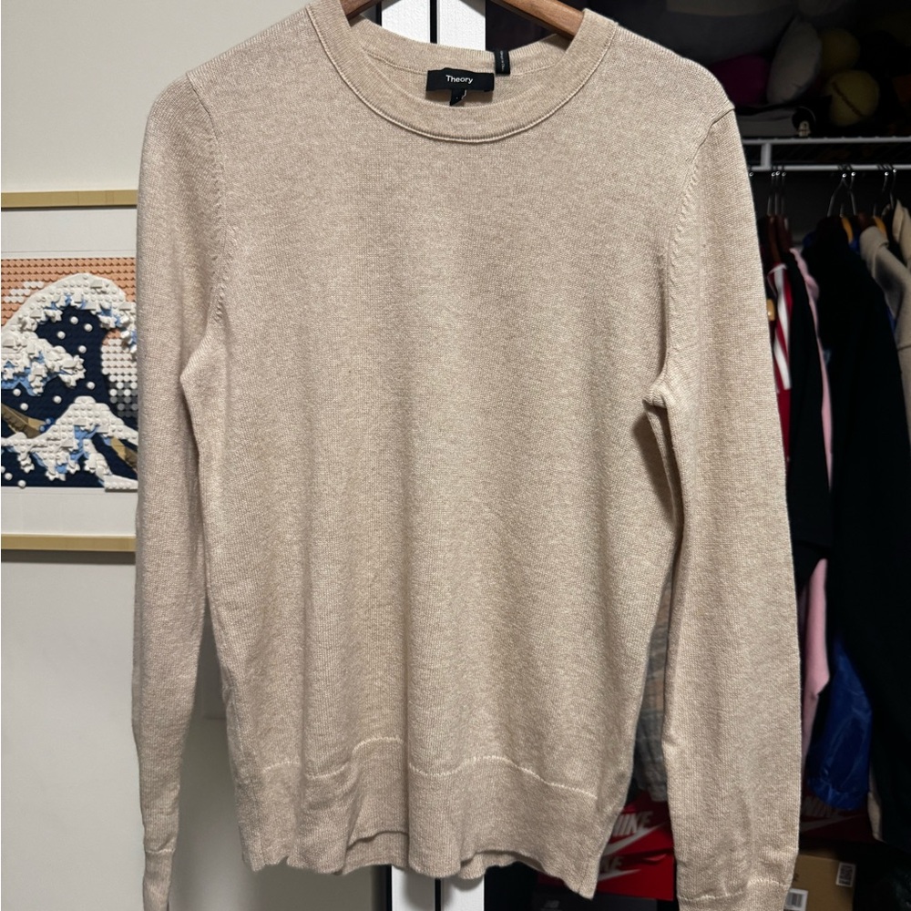 Theory Women's Light Tan Crewneck Sweatshirt